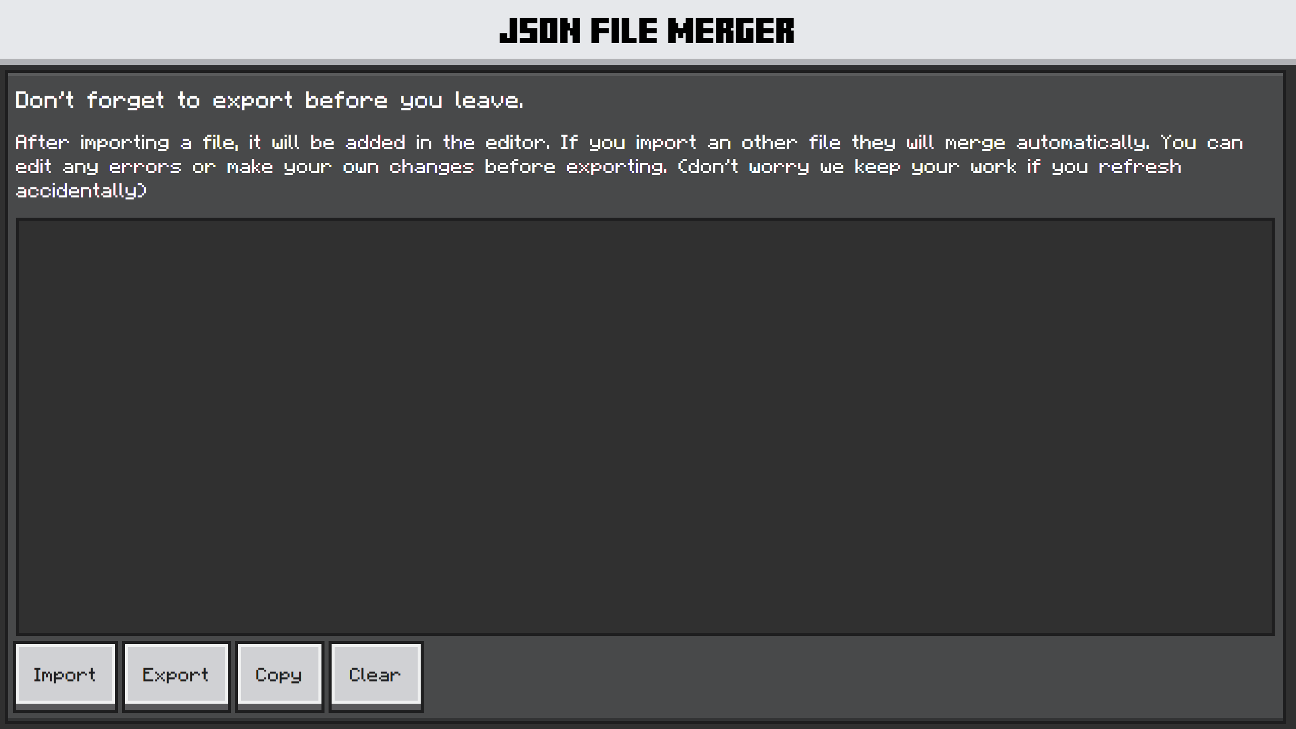 Screenshot of the json file merger.