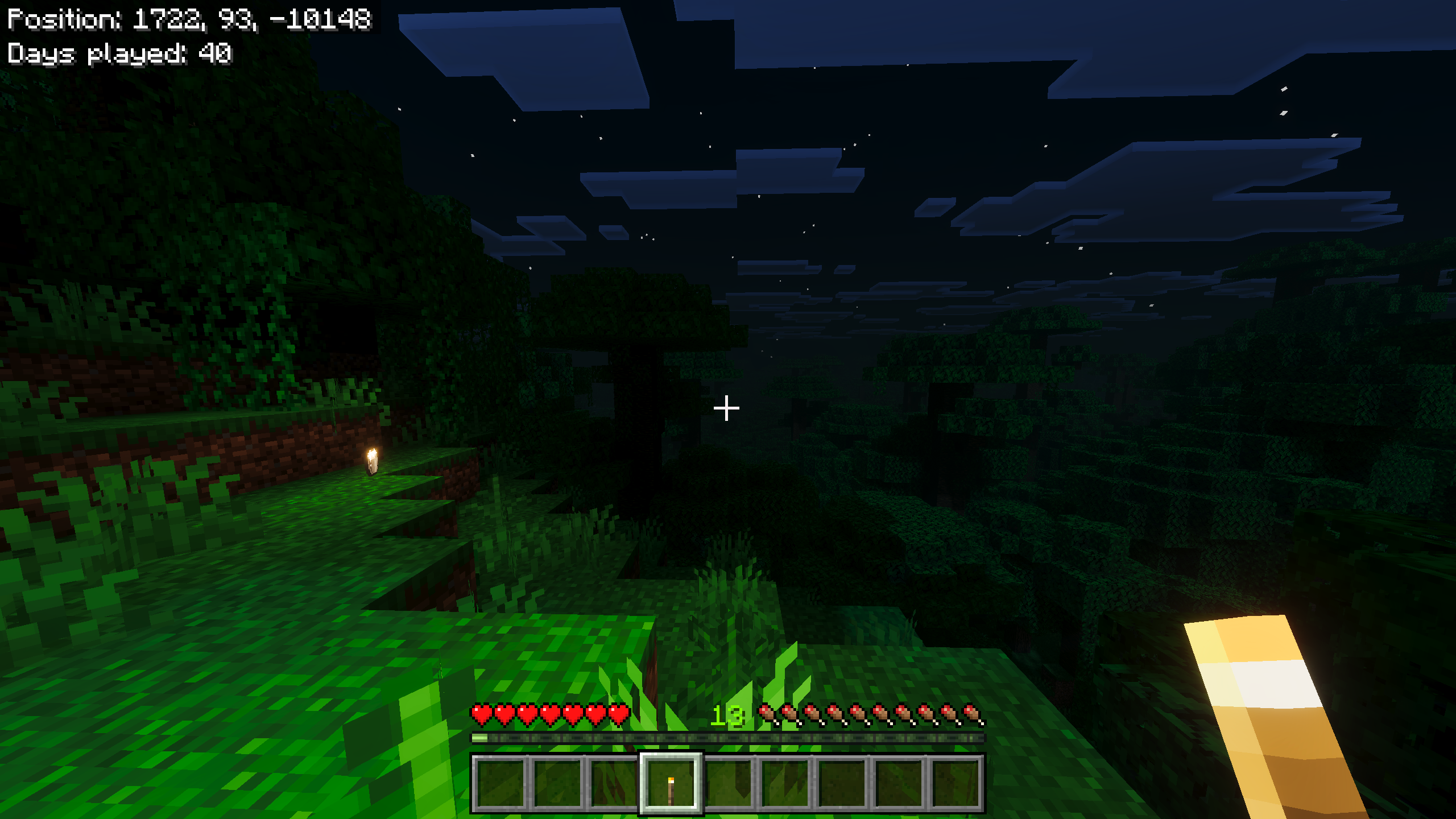 Player holding a light source illuminating the environment